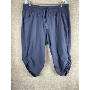 Ideology Womens Sz 38in Waist Gray Drawstring Waist Ruched Legs Capri Pants